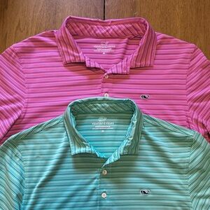 Lot of 2 Vineyard Vines Striped Golf Performance Polos